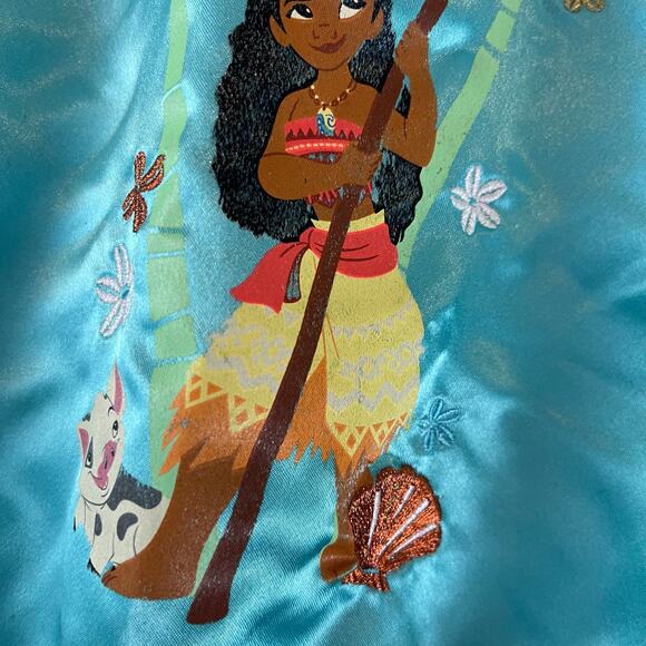 Disney Moana Satin Varsity Jacket Coat Size 4 - Picture 4 of 10